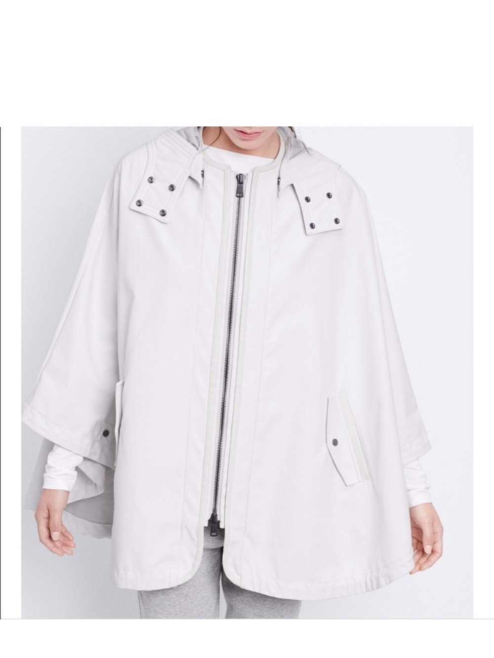 Vince Cream Hooded Cape Jacket